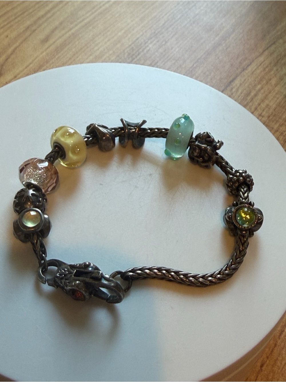 Trollbeads Bracelet with 10 Vintage Beads, Sterling Silver Chain - Picture 16 of 16